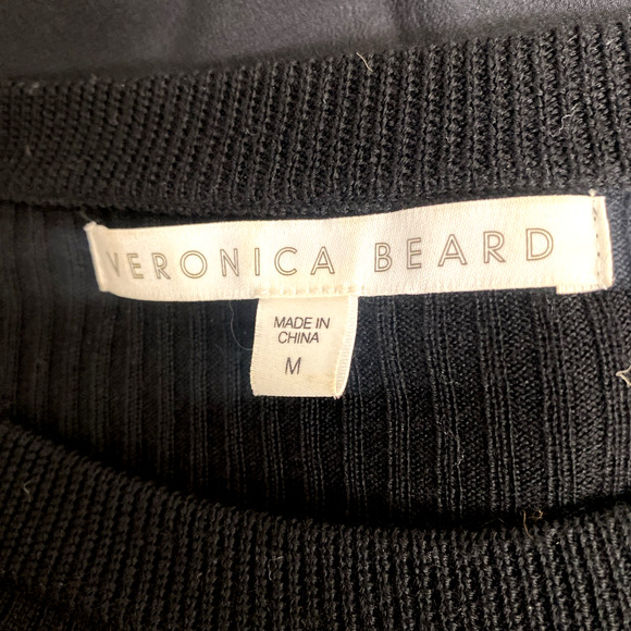Veronica Beard Mixed Media Sweater Pullover Top Blouse Tunic Wool Silk Black M - Picture 6 of 7